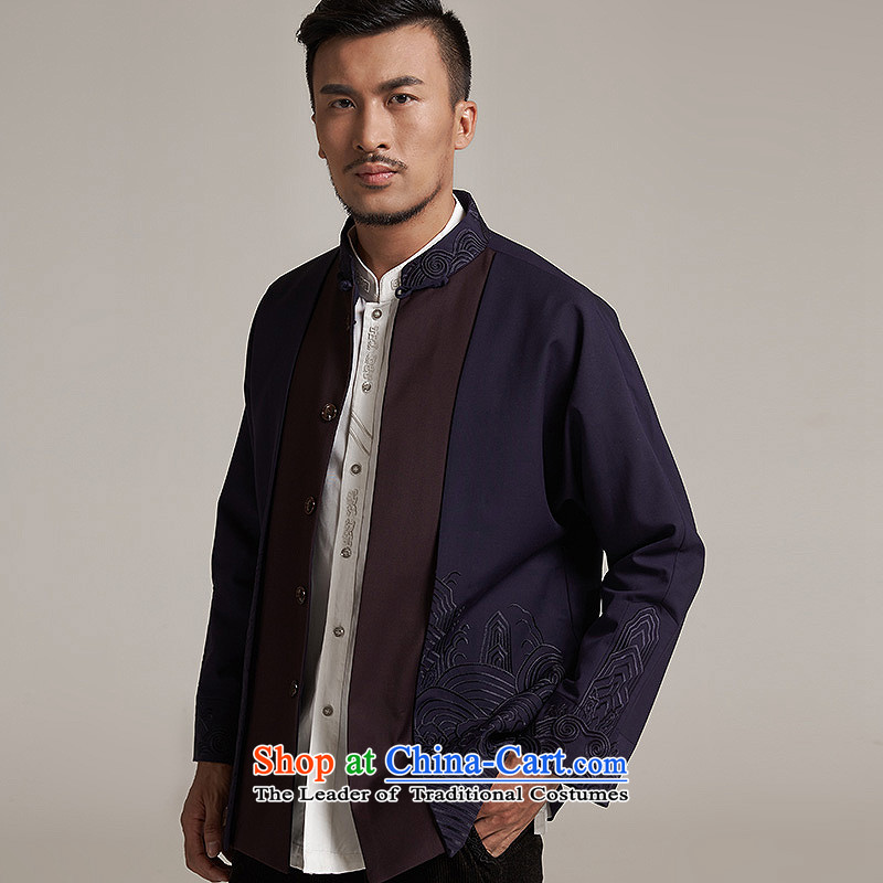 De-hsiang and Fudo China wind Men's Jackets Tang dynasty 2015 autumn and winter long-sleeved father with shoulder middle-aged Chinese clothing outside the blue embroidery in purple 3XL, de fudo shopping on the Internet has been pressed.