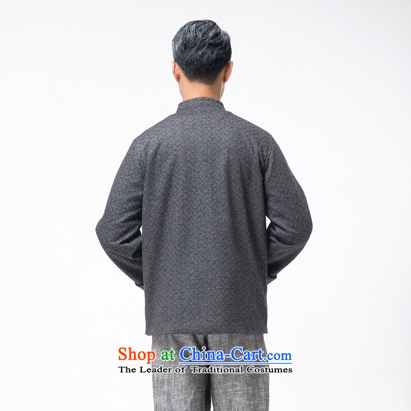 Thre line autumn and winter and new men pure color gross Tang dynasty? long-sleeved sweater of ethnic Chinese collar disc detained Tang blouses father grandfather replacing F7795 L/175, gray line (gesaxing Bosnia and thre) , , , shopping on the Internet