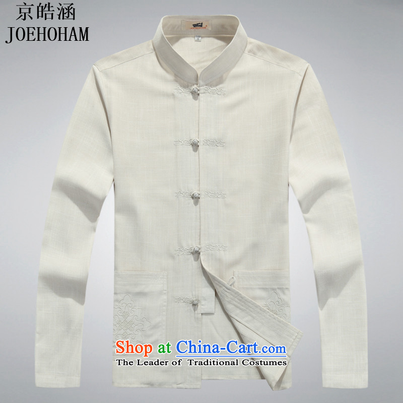 Kyung-ho, in autumn 2015, covered by the elderly men Tang Dynasty Chinese middle-aged long-sleeved Han-Menswear costume White Kit XXL, Kyung-ho (JOE HOHAM covering) , , , shopping on the Internet