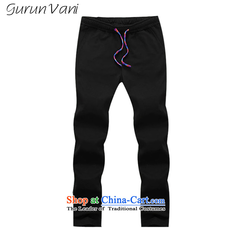  The Tang dynasty Chinese tunic gurunvani autumn and winter and autumn 2015 men's stylish leisure wears the larger men 209 plus black velvet + and black trousers xxl,gurun vani,,, shopping on the Internet