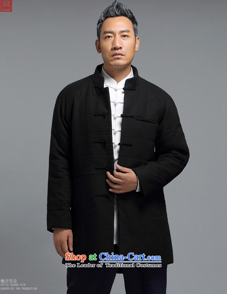 Renowned men Tang Dynasty Chinese tunic loose in the long coat male cotton coat winter China wind-thick cotton in older Chinese men's jackets D1816- crisp black XXXL robe picture, prices, brand platters! The elections are supplied in the national character of distribution, so action, buy now enjoy more preferential! As soon as possible.