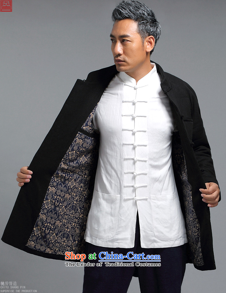 Renowned men Tang Dynasty Chinese tunic loose in the long coat male cotton coat winter China wind-thick cotton in older Chinese men's jackets D1816- crisp black XXXL robe picture, prices, brand platters! The elections are supplied in the national character of distribution, so action, buy now enjoy more preferential! As soon as possible.