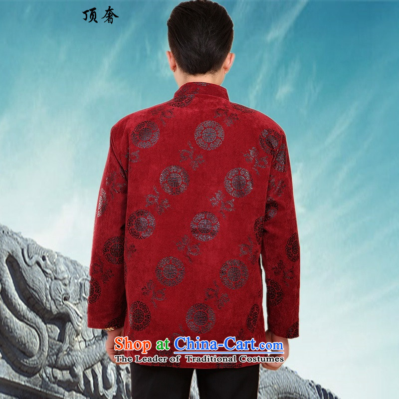 Top Luxury Tang dynasty in older Chinese robe of autumn and winter new long-sleeved China wind Men's Mock-Neck Shirt thoroughly jacket coat -2060) 2060# leisure L/170, red top luxury shopping on the Internet has been pressed.