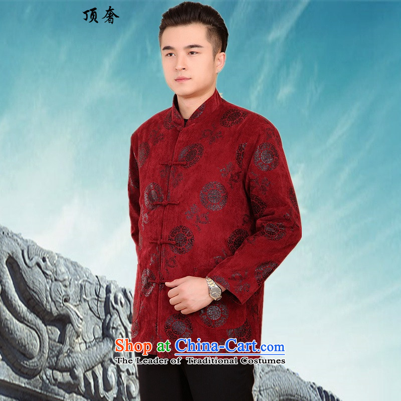 Top Luxury Tang dynasty in older Chinese robe of autumn and winter new long-sleeved China wind Men's Mock-Neck Shirt thoroughly jacket coat -2060) 2060# leisure L/170, red top luxury shopping on the Internet has been pressed.