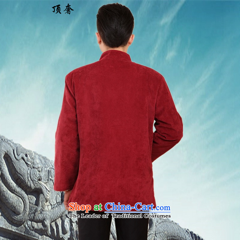 Top Luxury China wind men in Tang Dynasty Chinese Winter older Chinese tunic long-sleeved shirt jacket coat autumn and winter middle-aged men detained disk manually -2062) L/170 XXXL/185, top luxury shopping on the Internet has been pressed.
