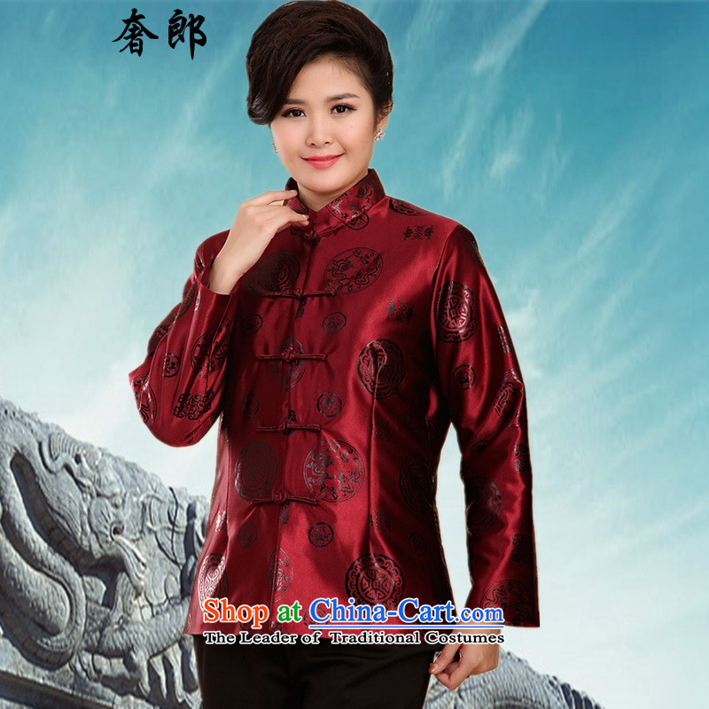 The luxury health autumn and winter men of older persons in the Tang dynasty couples men long-sleeved birthday too Shou Chinese dress jacket and mother elderly thick elders long-sleeved sweater purple shirt women and men women's health has been pressed in