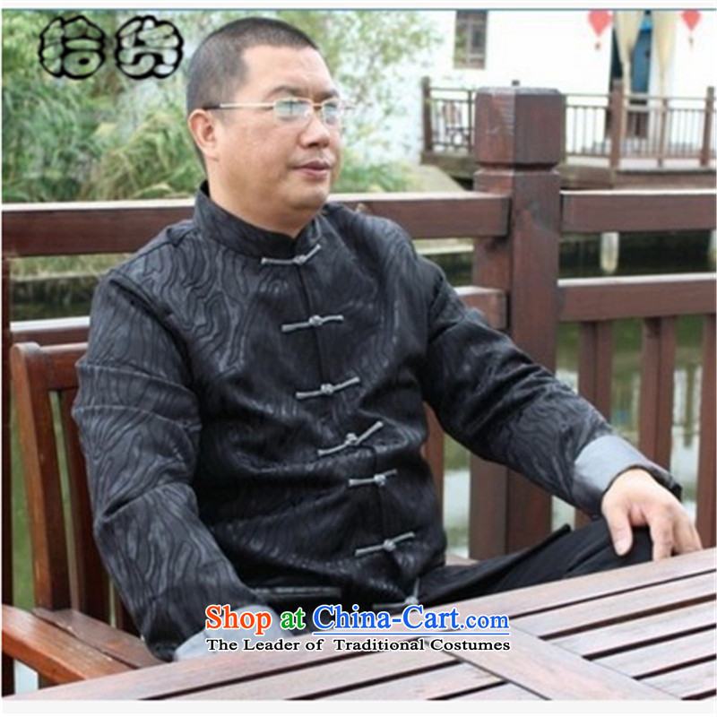 The 2015 autumn, pickup Tang blouses, older men's jackets to the spring and autumn xl long-sleeved Chinese national dress father load improved new brown XXXL, pickup (shihuo) , , , shopping on the Internet
