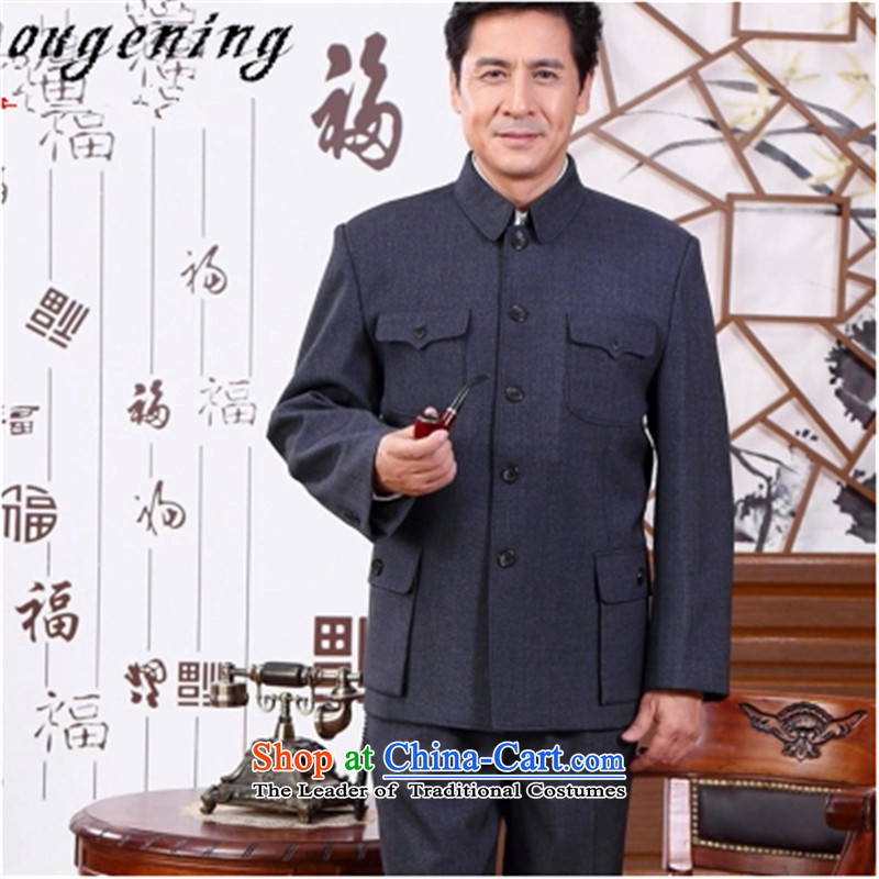 The name of the 2015 autumn of the OSCE new stylish in older Chinese tunic men older persons more than long-sleeved pocket grandpa replacing the solid color T-shirt jacket black 180/76/XXL, leisure Europe (ougening lemonade Grid) , , , shopping on the Int