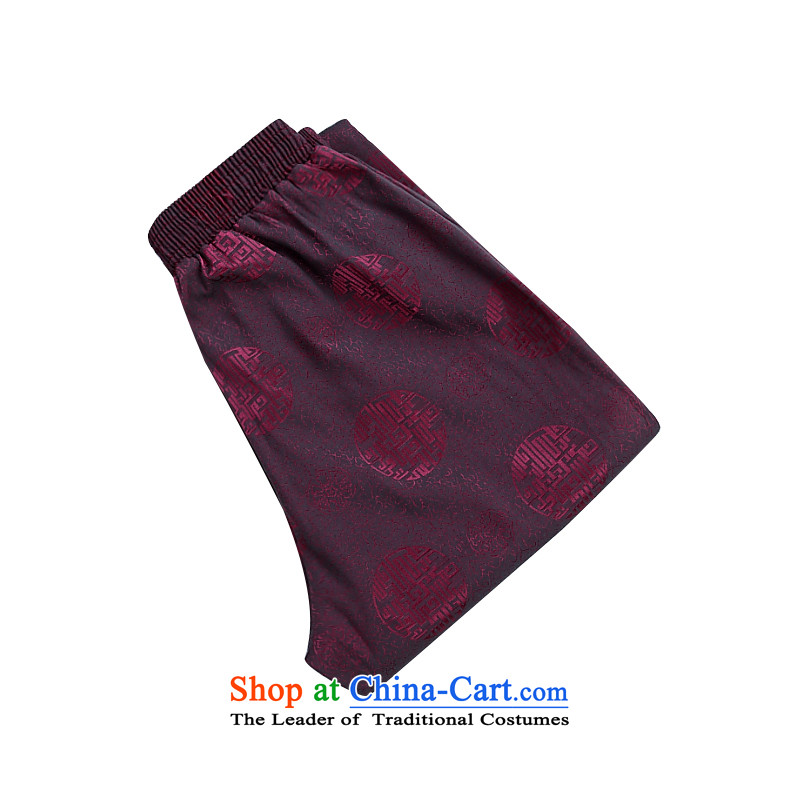 Thre line autumn and winter and genuine new men auspicious millennium plus cotton Tang Dynasty Package for older Chinese Han-Tang dynasty improved to intensify the father replacing cotton pants M/170, aubergine and thre line (gesaxing) , , , shopping on t