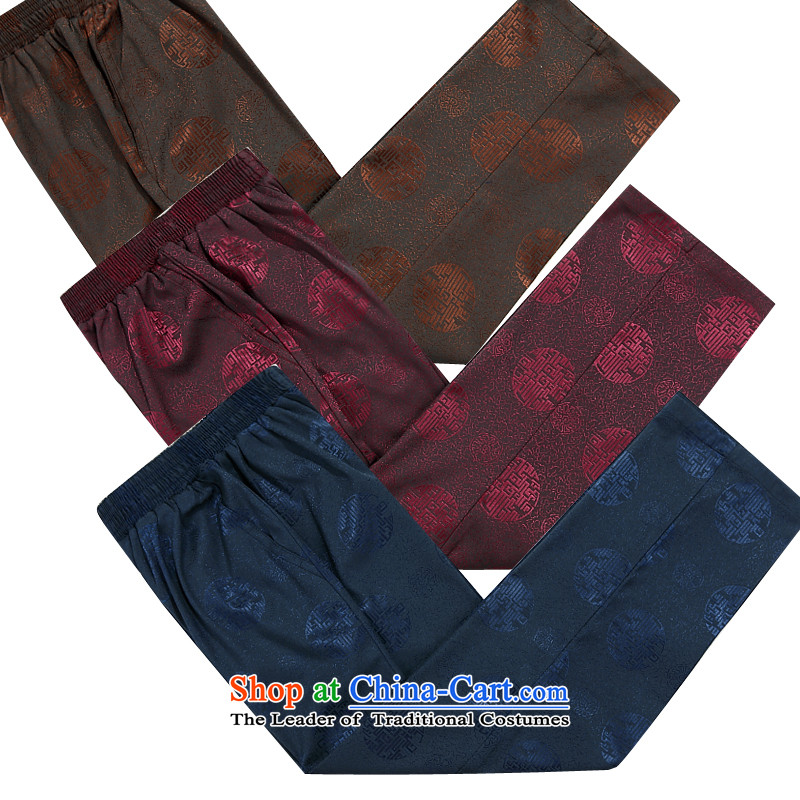 Thre line autumn and winter and genuine new men auspicious millennium plus cotton Tang Dynasty Package for older Chinese Han-Tang dynasty improved to intensify the father replacing cotton pants M/170, aubergine and thre line (gesaxing) , , , shopping on t