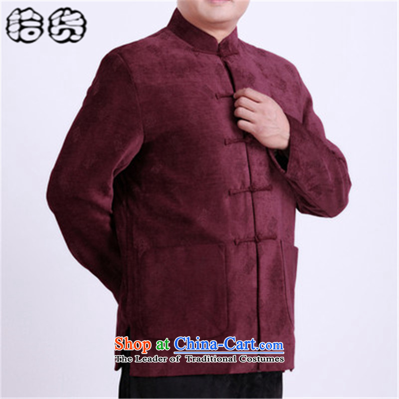 The Fall 2015 pickup) elderly men blouses men's Chinese tunic Tang Dynasty Chinese long-sleeved jacket of older persons in the leisure of ethnic Han- 0978 Red (shihuo 175_XXL, pickup) , , , shopping on the Internet