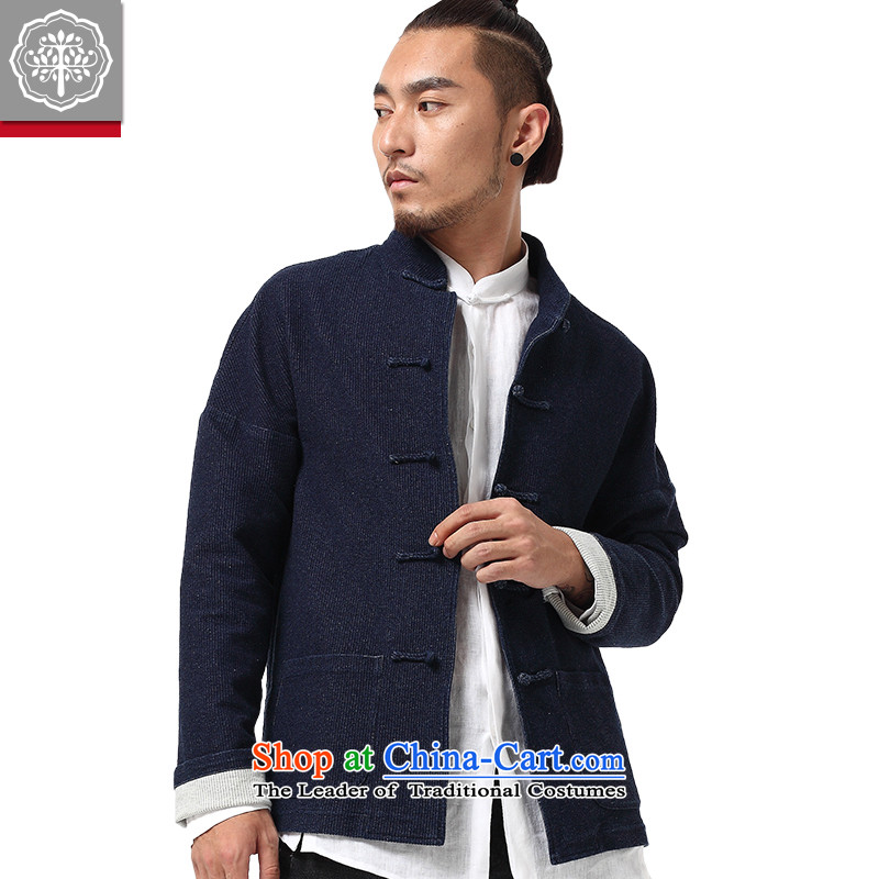 To Tree China wind men 2015 autumn and winter Tang dynasty male long-sleeved manually tray clip corduroy cowboy jacket Shek Cyan 165/S, EYENSREE Tree (Context) , , , shopping on the Internet