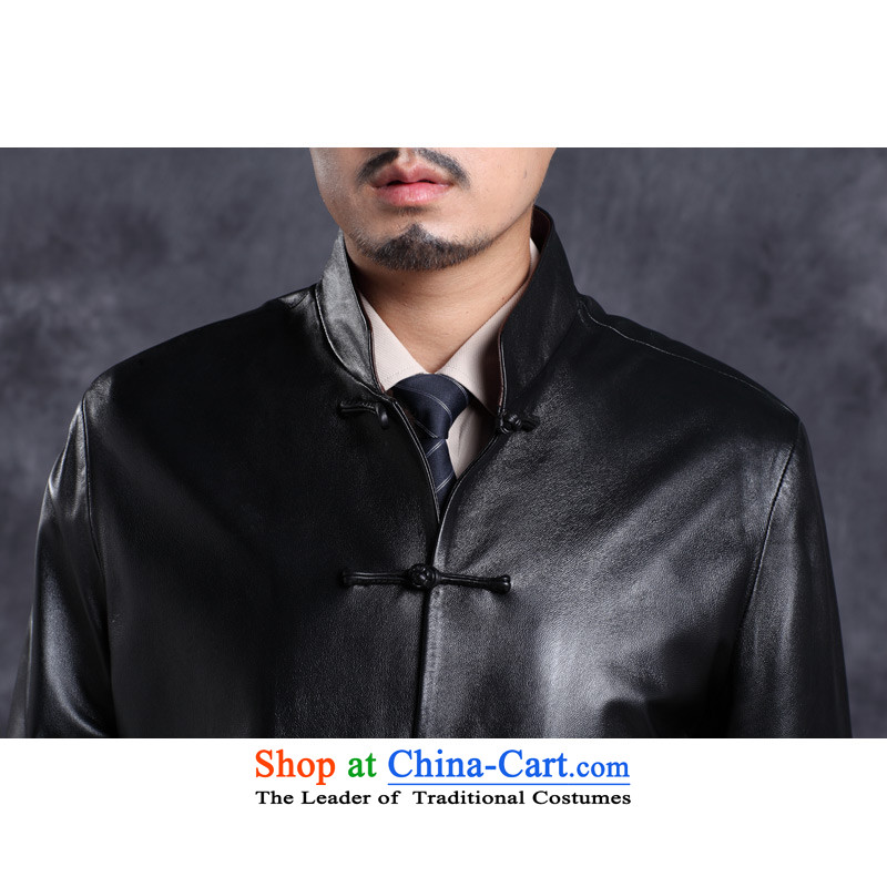 Move wing prince male leather garments in the Tang dynasty older leather jacket Men's Mock-Neck business and leisure Chinese Disc detained with single tang, black leather garments to wing , , , Prince 4XL, shopping on the Internet