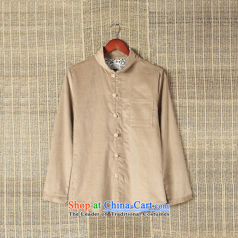 Dan James New China wind corduroy shirt collar long-sleeved shirt leisure Sau San male and Tang dynasty retro fitted pickled green XL,K328ICACNE,,, autumn shopping on the Internet
