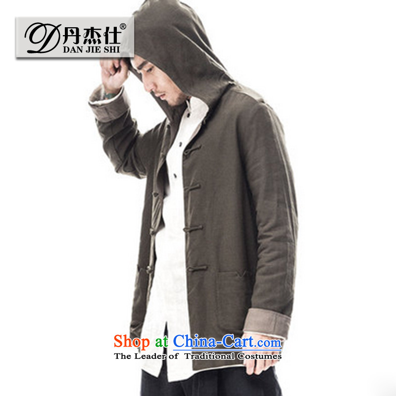 Dan Jie Shi jacket male China wind cotton linen men Tang tray clip hoodie retro national wind jacket and linen Peacock Blue XXXL,K328ICACNE,,, shopping on the Internet