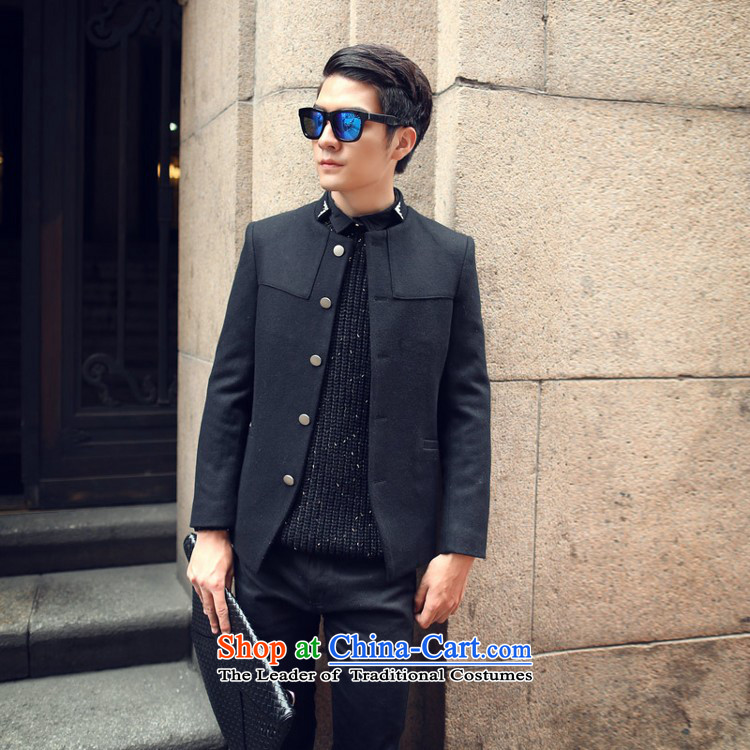 Happy Times 2014 autumn and winter new men men Korean leisure jacket collar wool a Sau San Chinese tunic dark blue L picture, prices, brand platters! The elections are supplied in the national character of distribution, so action, buy now enjoy more preferential! As soon as possible.