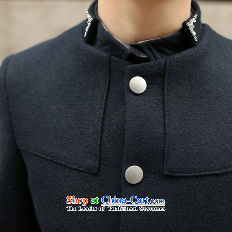 Happy Times 2014 autumn and winter new men men Korean leisure jacket collar wool a dark blue L,K328ICACNE,,, Sau San Chinese tunic shopping on the Internet