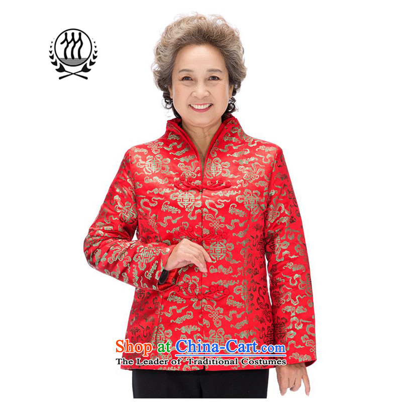 Thre line autumn and winter and the new president brocade coverlets Tang jackets national wind in older Mock-neck Tang dynasty retro suit President Tang blouses F0858 purple winter) Women XL, and line (gesaxing thre) , , , shopping on the Internet