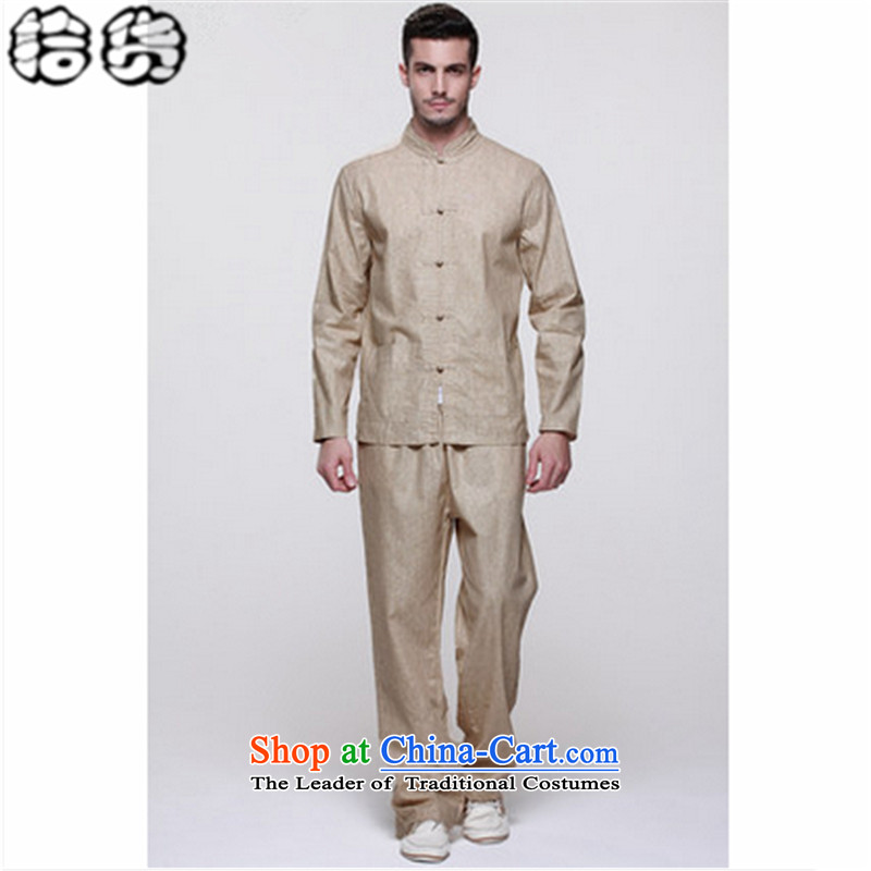 The 2015 autumn pick the new large retro men Tang dynasty China wind kit long-sleeved shirt jacket minimalist pant ball-han-Service Commission 42-180, Gray (shihuo pickup) , , , shopping on the Internet