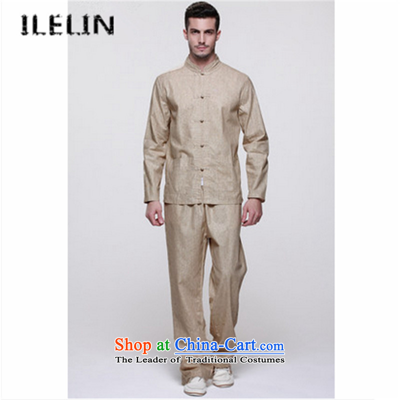 The fall of the new China ILELIN2015 wind linen men Tang dynasty long-sleeved shirt jacket retro improved Han-kit two gray 40/170,ILELIN,,, Ma Tei shopping on the Internet