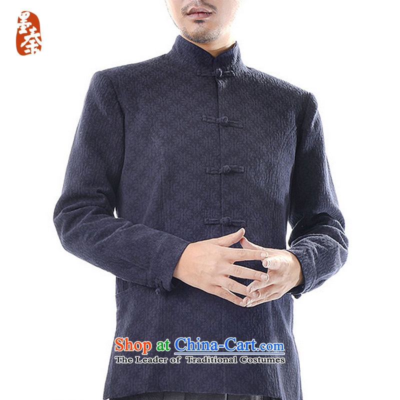 The qin designer original cotton linen men jacquard Tang jackets and chinese retro-clip mq1008003 white XXL/ leisure jacket, ink Qin , , , Jumbo shopping on the Internet