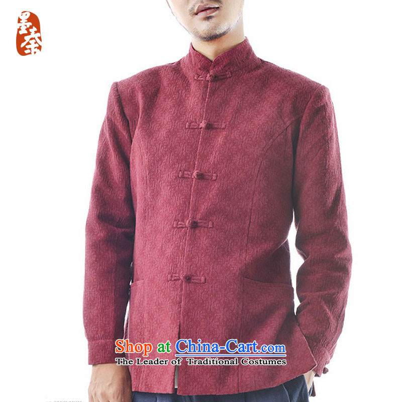The qin designer original cotton linen men jacquard Tang jackets and chinese retro-clip mq1008003 white XXL/ leisure jacket, ink Qin , , , Jumbo shopping on the Internet