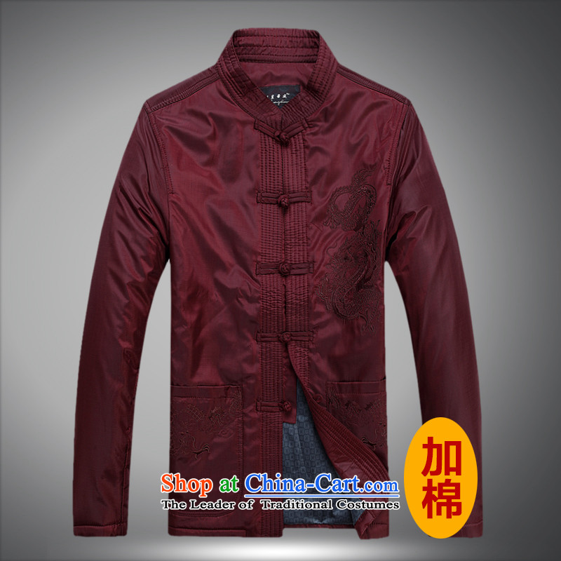 Tang dynasty male jacket coat long-sleeved thick cotton plus Tang blouses, older men's father replace 2015 autumn and winter embroidered dragon plus new products cotton black 180,JACK EVIS,,, shopping on the Internet
