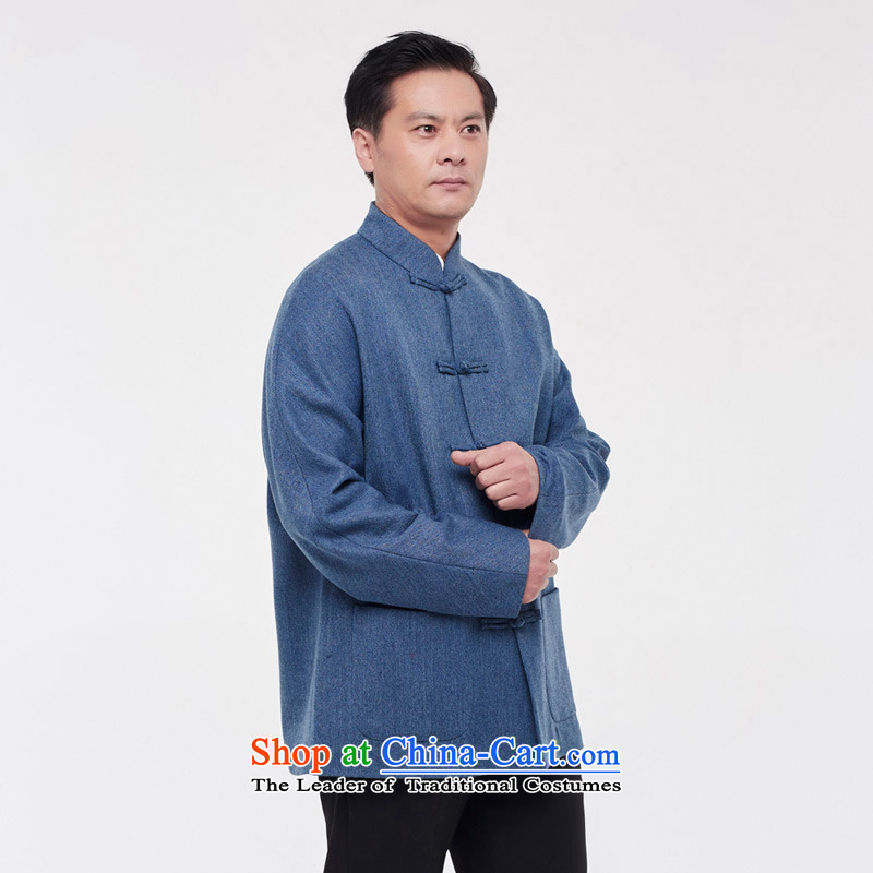 The Tang Dynasty outfits wood really men t-shirt 2015 autumn and winter New China Wind Jacket collar wool ethnic 43278 11 light blue wooden really a , , , XXL, shopping on the Internet