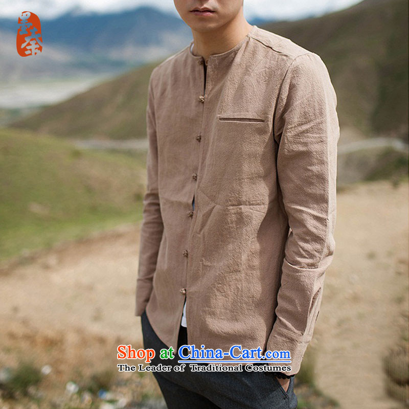 The qin designer original men nostalgic retro improved cotton linen clothes men and Tang dynasty mqxs26009 yellowL