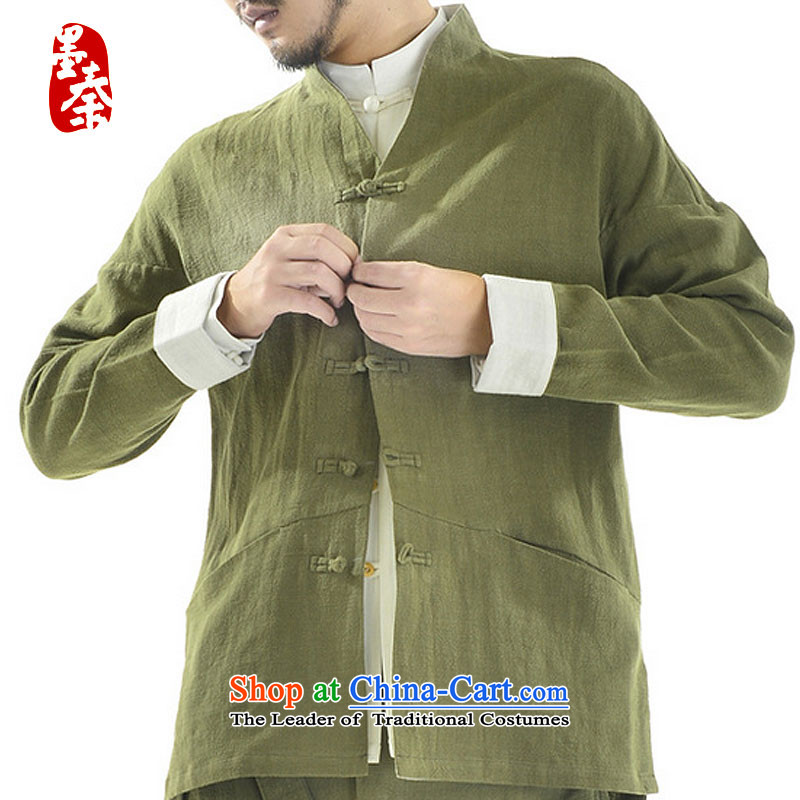 The original innovation of Qin Designer Tang dynasty China Wind Jacket autumn of ethnic Chinese collar improved cotton linen Han-brown , L, the Qin Dynasty mqxs22001 shopping on the Internet has been pressed.