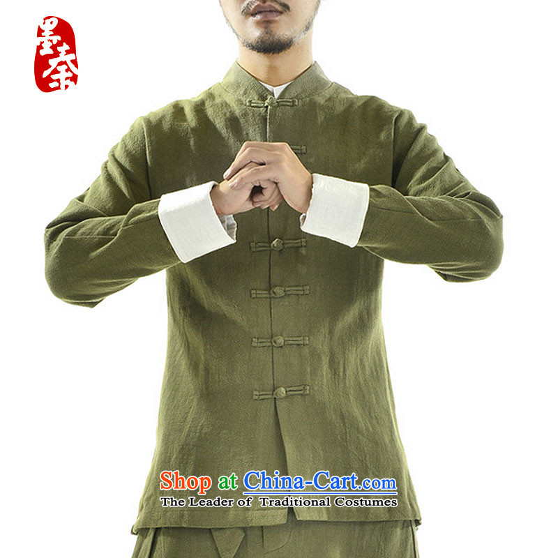 The qin designer original autumn new cotton linen Tang dynasty wholesale male long-sleeved jacket mqxs22005 Tang Black /, ink Qin , , , shopping on the Internet