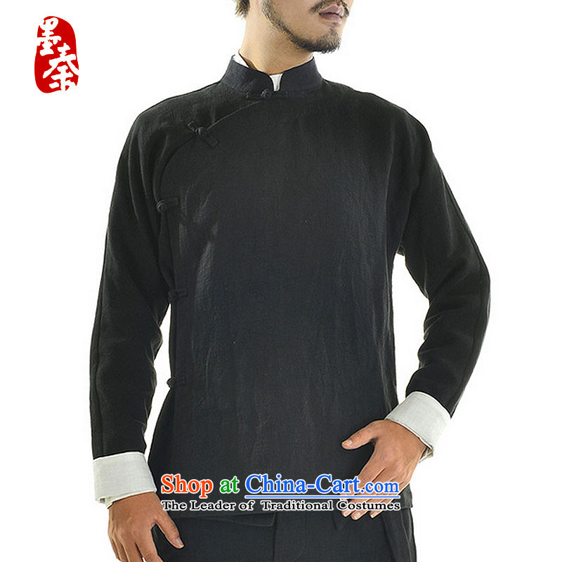 The qin designer original autumn 2015 new retro China wind is pressed a mock-neck disc detained men Han-Tang dynasty national Chinese men mqxs22 linen black /, ink Qin , , , shopping on the Internet