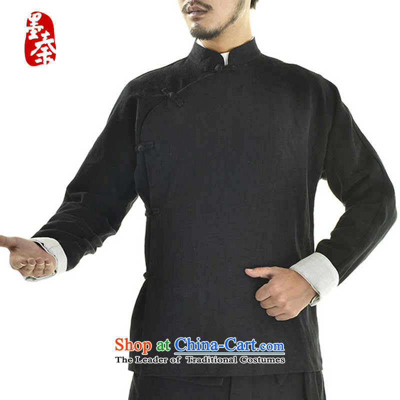 The qin designer original autumn 2015 new retro China wind is pressed a mock-neck disc detained men Han-Tang dynasty national Chinese men mqxs22 linen black /, ink Qin , , , shopping on the Internet