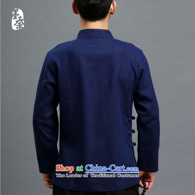 The qin designer original autumn New China wind cotton linen tray clip Tang dynasty youth leisure jacket mqxs22013 Dark Blue /, ink Qin , , , shopping on the Internet