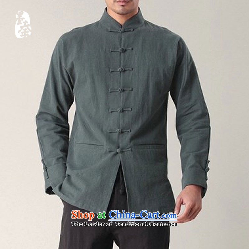 The qin designer original China wind men tray clip comfortable cotton linen retro long-sleeved male National Tang dynasty white ink, Qin mqxs22018 shopping on the Internet has been pressed.