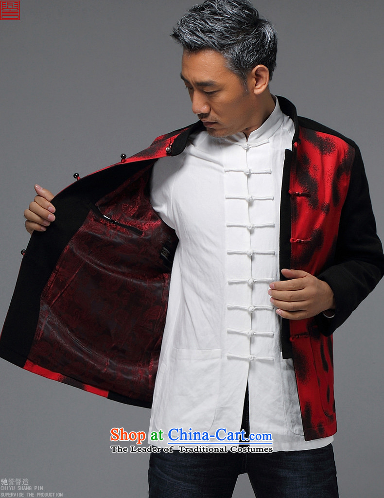 Renowned China wind Tang Dynasty Chinese men's long-sleeved jacket in elderly men casual taxi Tang dynasty autumn and winter coats black XXXL picture, prices, brand platters! The elections are supplied in the national character of distribution, so action, buy now enjoy more preferential! As soon as possible.