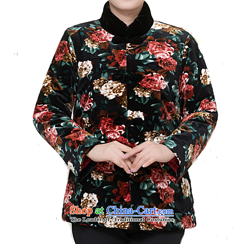Bosnia and thre line of the new tray snap winter in older ãþòâ Ms. Tang jackets of ethnic Chinese Mock-Neck Shirt thoroughly F858-2 mother grandma lightweight black safflower XXL, thre line (gesaxing and Tobago) , , , shopping on the Internet