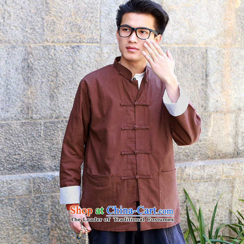 The autumn and winter new national costumes Tang dynasty men wearing long-sleeved jacket features Chinese tunic JSL019YZ Tang, blue-gray XXL, spring Latitude , , , shopping on the Internet