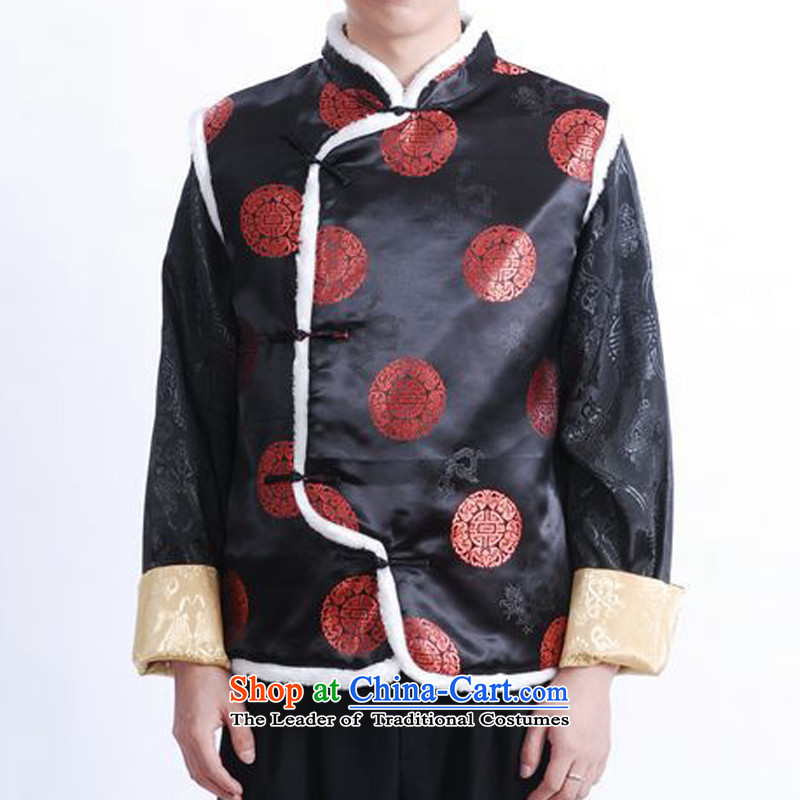 The autumn and winter new national costumes men Tang Dynasty Chinese tunic characteristics for winter clothing Chinese vest JSL015YZ blackM