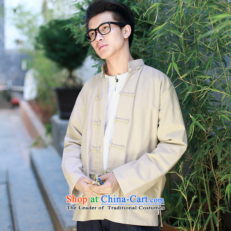 The autumn and winter new national costumes Tang dynasty men wearing long-sleeved jacket features Chinese tunic Tang JSL019YZ beige XXL