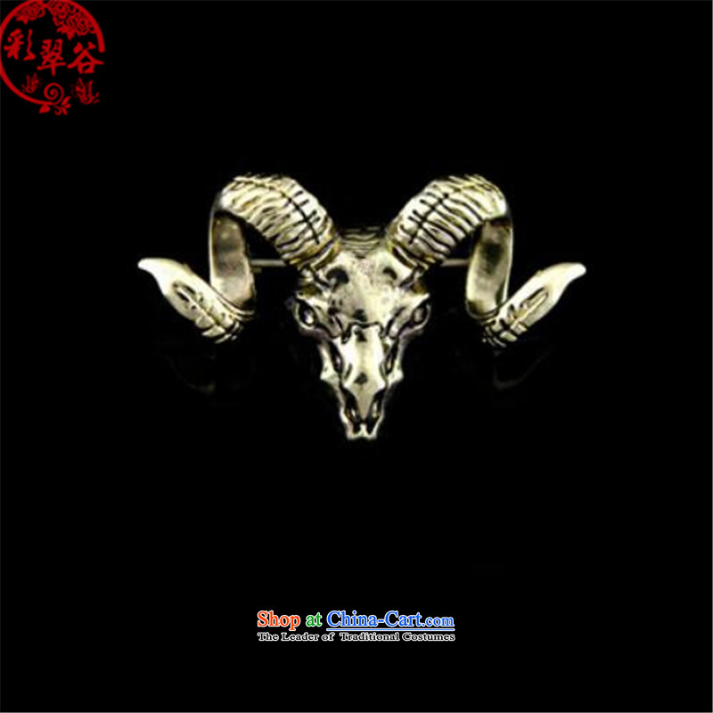 Multimedia verdant valleys a sheep's head and chest-pin male and female retro similar Chest Flower claw skull pin gift of the ancient silver Hong Kong Valley Shopping on the Internet has been pressed.