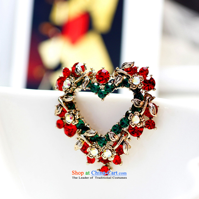Card Lomé Brooches Korean stylish crystal heart-shaped upscale love wreath Chest Flower Heart Pin buckle shawl Christmas elegantly decorated with ornaments ,CAROMAY,,, holiday gift shopping on the Internet
