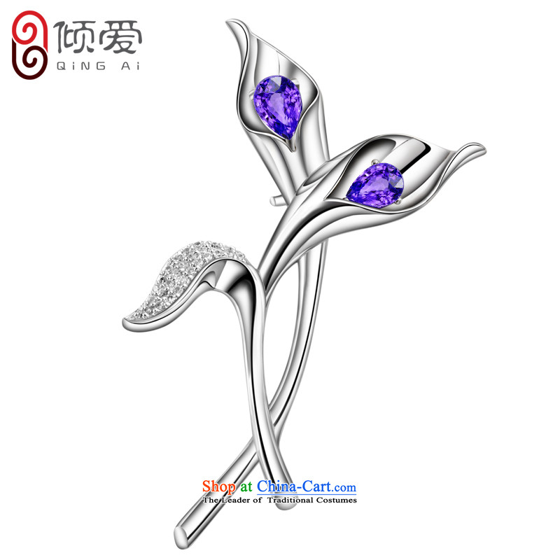 The Dumping love 925 silver brooches lily female retro clip China wind Christmas ornaments gift girlfriend Mystic Purple