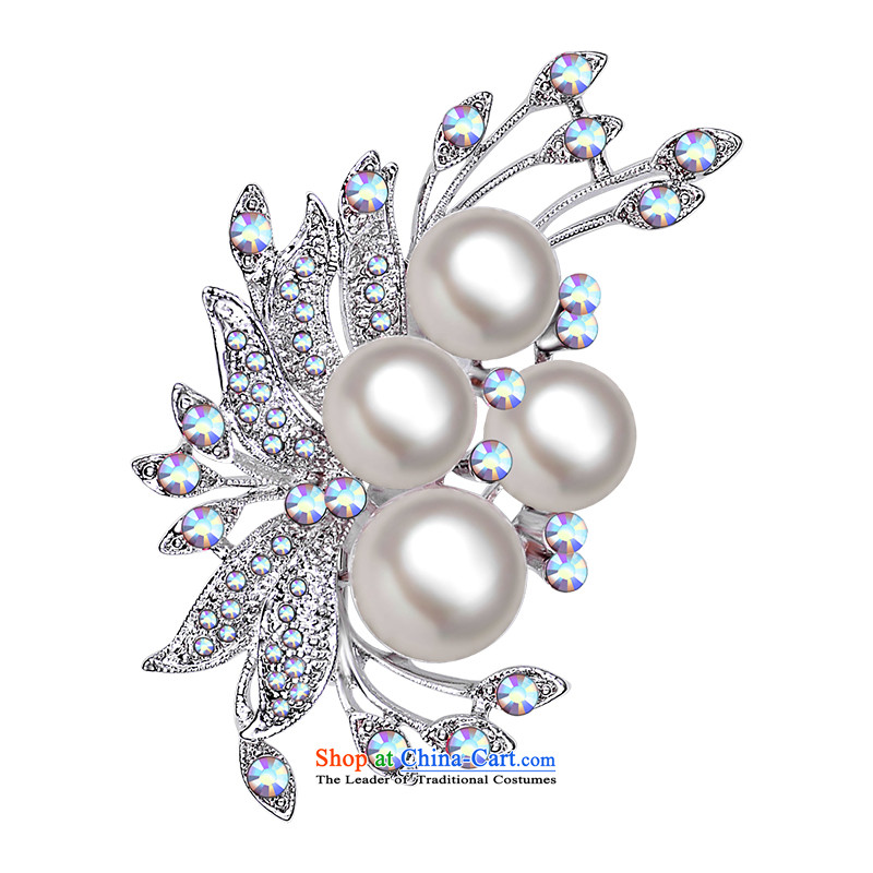 Lydie card the high-end synthetic crystals-class color artificial crystal full drill pearl brooches Chest Flower Festival birthday gift ceremony female white