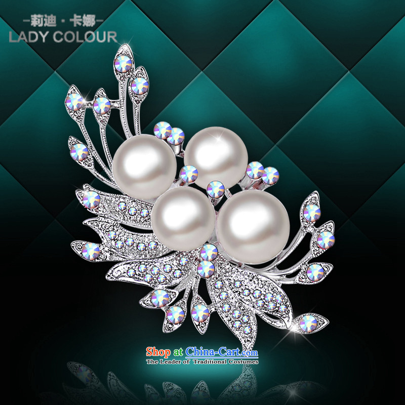 Lydie card the high-end synthetic crystals-class color artificial crystal full drill pearl brooches Chest Flower Festival birthday gift ceremony female white, Lydie Card Na (LADY COLOR shopping on the Internet has been pressed.)