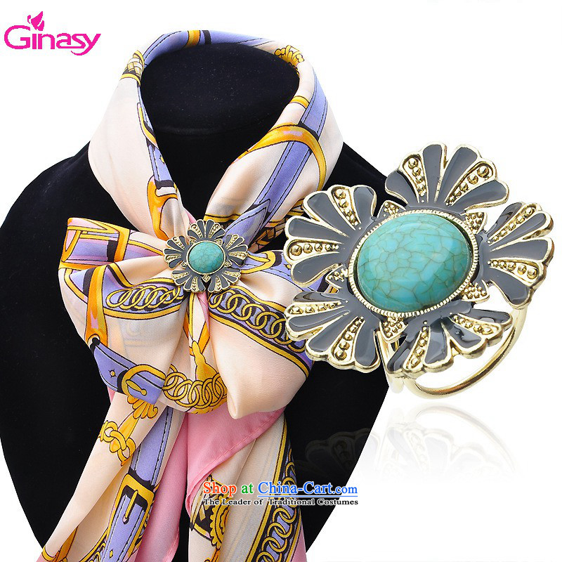 Ginasy  stylish and simple three-ring silk scarf detained temperament air hostesses vocational silk scarf ring water drilling flowers silk scarf and shawl detained fashion jewelry gold ,ginasy jewelry,,, shopping on the Internet