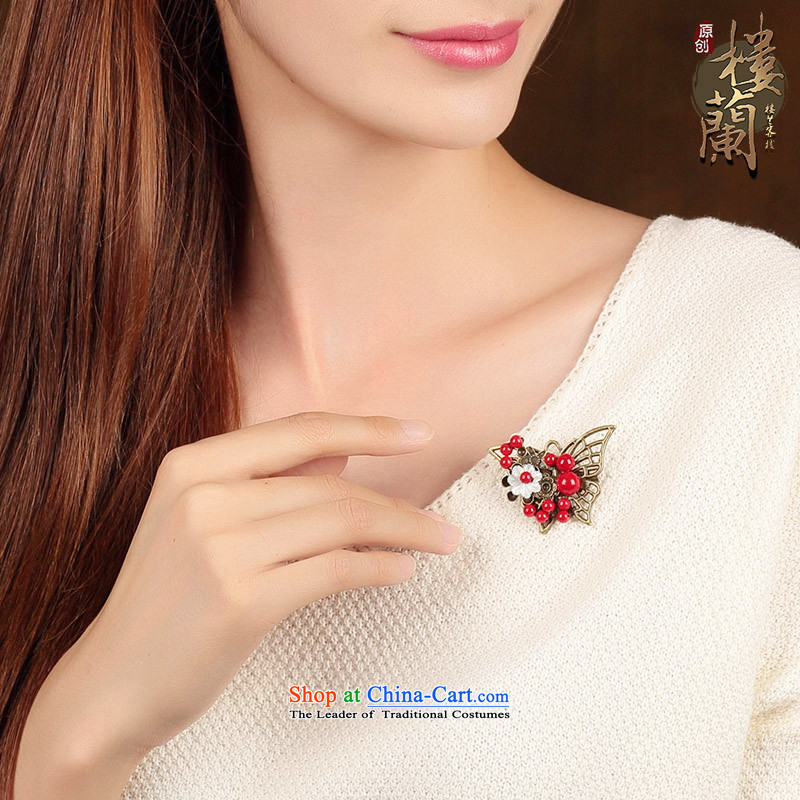 The shells of ethnic accessories accessories retro pin brooches sweater coats butterfly red Chest Flower, possession of the United States , , , shopping on the Internet
