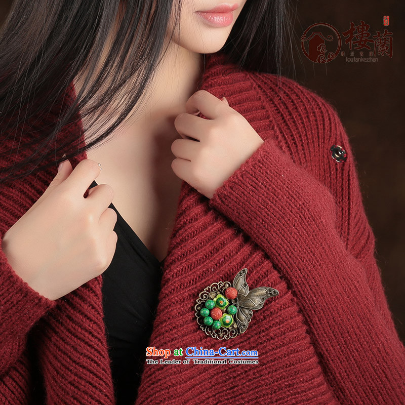 Ethnic sweater brooches retro butterfly clip coats Chest Flower coral ornaments with Cloisonne Accessory, possession of the United States has been pressed female shopping on the Internet