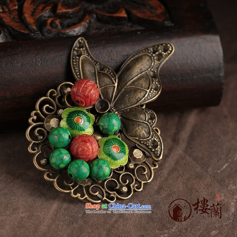 Ethnic sweater brooches retro butterfly clip coats Chest Flower coral ornaments with Cloisonne Accessory, possession of the United States has been pressed female shopping on the Internet