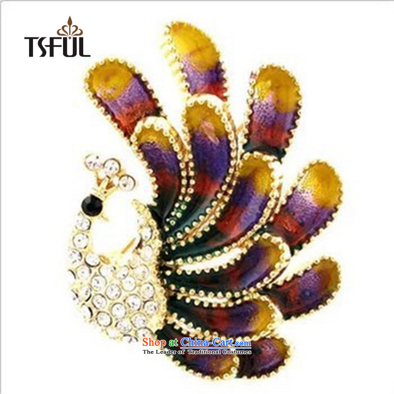   The Korean version of the upscale peacock tsful Chest Flower opals retro brooches marriage Chest Flower Clothing Accessories ,tsful,,, orange shopping on the Internet